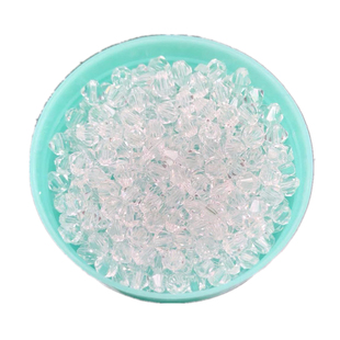 菱形玻璃散珠手工串珠配件两头尖珠白色透明幻彩切面珠diy水晶珠
