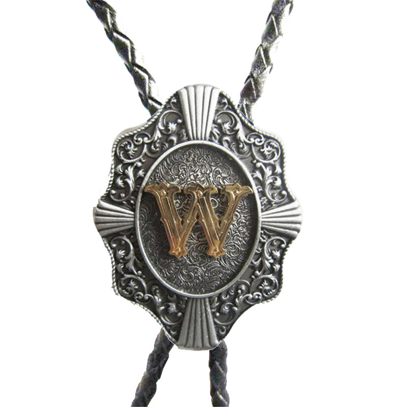 字母波洛领带男女复古马术障碍配饰品美国西部牛仔真牛皮领绳项链