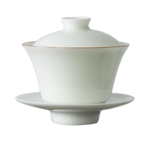 匠器家景德镇正品纯手工甜白釉功夫茶具三才小盖碗茶碗