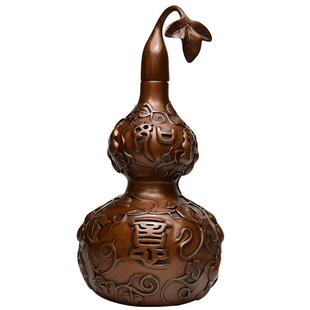 铜韵堂紫铜开口葫芦摆件家居客厅卧室装饰物小酒柜摆设礼品送朋友