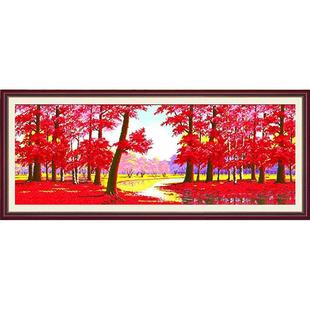 枫叶红树林十字绣2026新款线绣客厅大幅风景山水画鸿运当头图案