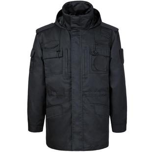 保安工作服冬装棉衣黑色作训服加厚大衣特训棉袄多功能棉大衣制服