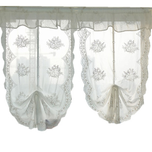 韩式窗帘成品升降餐厅罗马帘提拉帘免打孔粘贴窗帘柔纱隔断飘窗纱