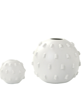 简约圆球形白色花器摆件花瓶装饰