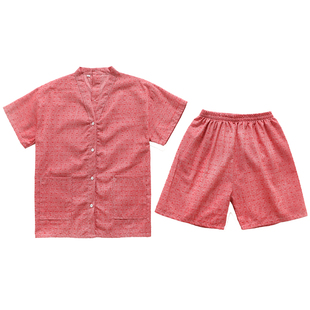 艾灸服纯棉前后开背开扣女款男士情侣汗蒸服全棉按摩理疗大码养生