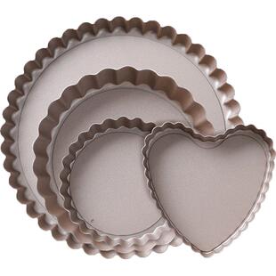 百钻活底圆形菊花派盘 不粘心形比萨披萨烤盘 水果塔工具烘焙模具