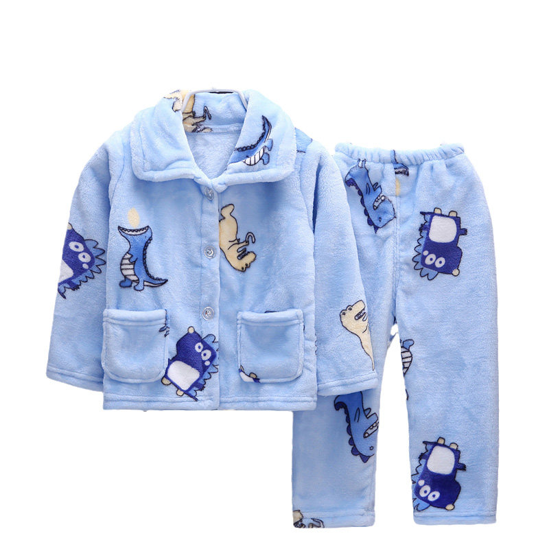 儿童珊瑚绒睡衣家居服加厚小孩