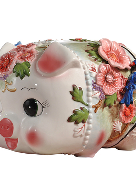 欧式猪存钱罐风招财陶瓷装饰品