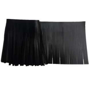 109号DIY服装辅料黑色PU双面皮革排须流苏花边宽15一33厘米裙摆边