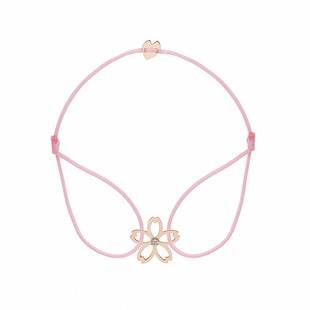 樱花粉色限定款情人节手链纯银镀玫瑰金小众幸运草手绳花瓣少女心