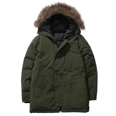 防风军绿色工装大码毛领羽绒服