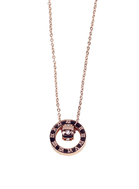 镶钻圆项链女ins潮人镀玫瑰金