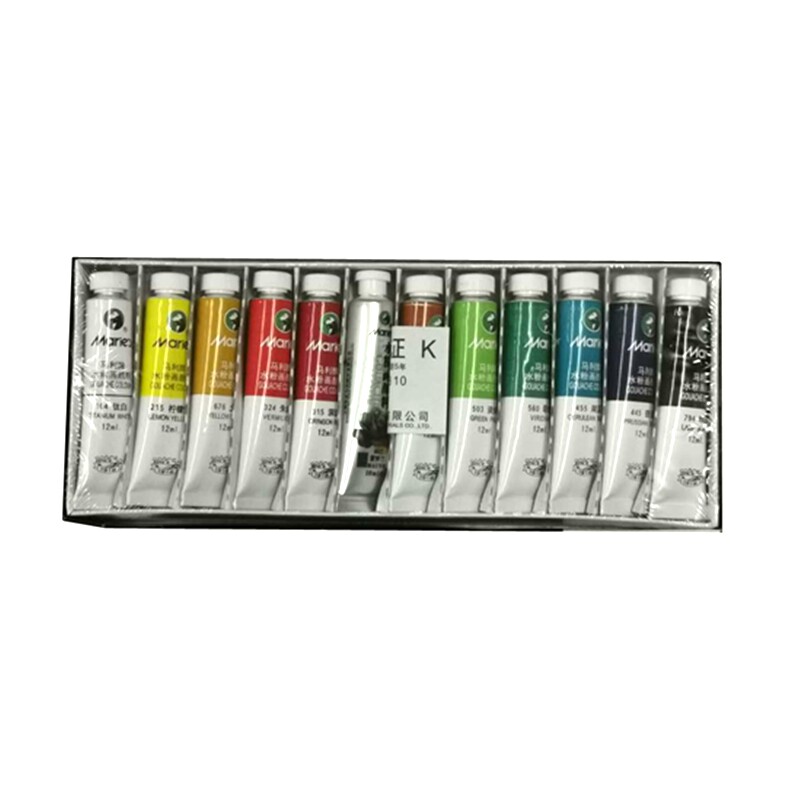 包邮正品马利牌水粉画颜料盒装12色18色24色36色水粉颜料工具套装