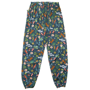 睡裤女士夏季九分裤长裤绵绸纯棉人造棉裤子宽松家居裤薄款空调裤