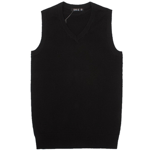 秋冬季保暖加厚男士V领毛线背心无袖毛衣马甲男休闲加绒羊毛背心