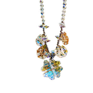 幸福里银饰品四叶草水晶项链精致吊坠锁骨链女颈链套链毛衣链配饰