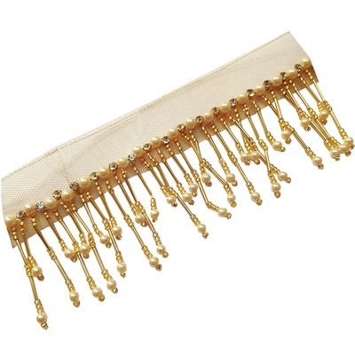 Diy金色银色重工衣服吊珠花边