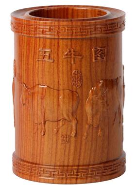 红木五牛图商务文房四宝工艺品
