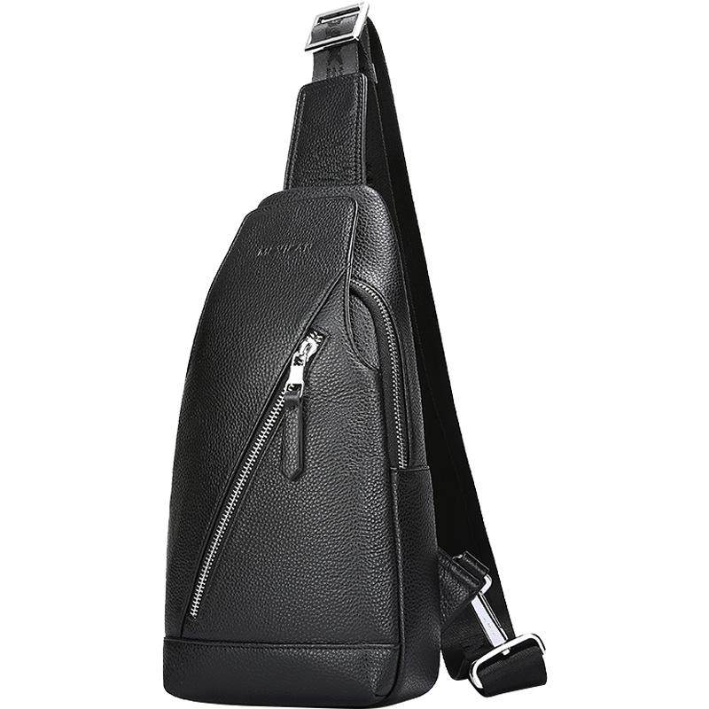 稻草人胸包男士2025新款真皮单肩斜挎包休闲小包包男ins潮牌背包