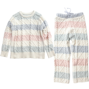 日系精致扭花针织软绵绵睡衣家居服套装女士 居家毛衣可外穿 SW49