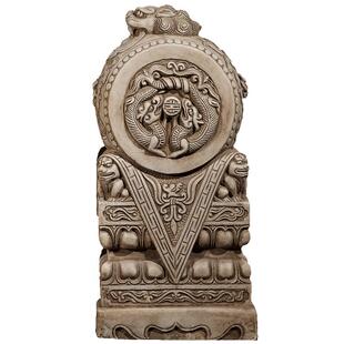 石雕抱鼓石一对汉白玉青石仿古做旧石鼓石狮双龙戏珠门当门墩包邮