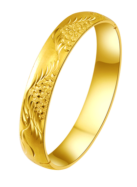 长城纹椭圆贵妃款磨沙3D硬金镀厚金仿黄金沙金暗扣细手环手镯