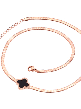 黑色颈链情侣生日礼物幸运四叶草