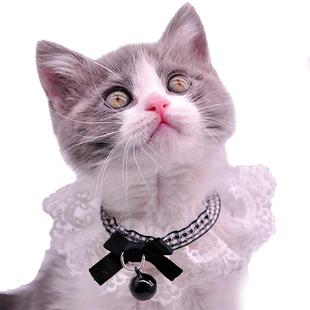 手工宠物围脖编织项圈蕾丝领结猫狗兔铃铛口水巾拍照蝴蝶结