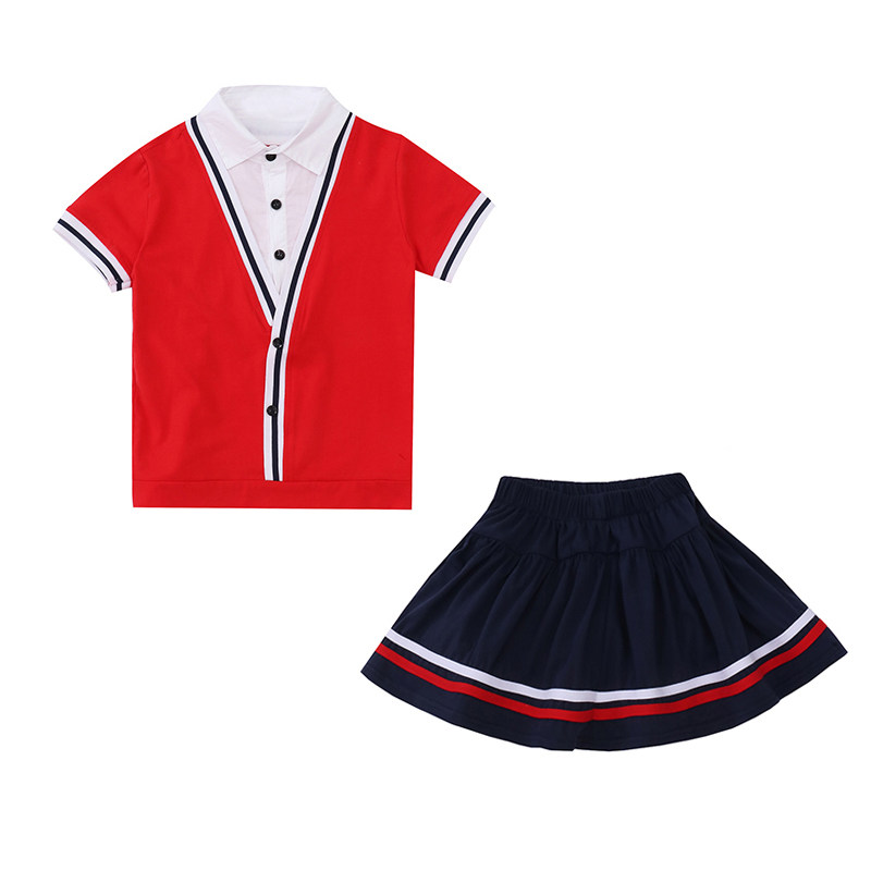 儿童短袖T恤小学生校服定制男童女童潮款幼儿园园服班服红色上衣