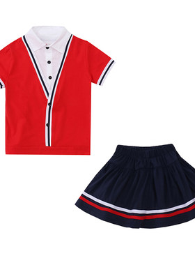 儿童短袖T恤小学生校服定制男童女童潮款幼儿园园服班服红色上衣