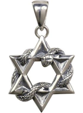 银饰品欧美六芒星夜店蛇项链