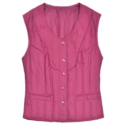 休闲风羽绒无袖坎肩马夹奶奶装