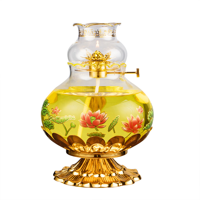 液体酥油灯佛前家用防风玻璃莲花