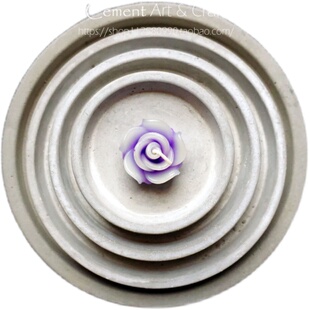 北欧风现代简约几何圆形混凝土清水泥花盆底座茶杯托盘蜡烛台香立