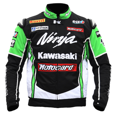 四季绿色赛车服防摔服装