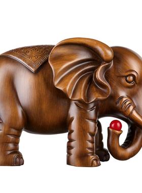 大象摆件仿实木中式风树脂工艺品