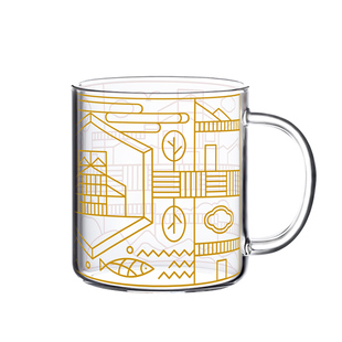 苏州博物馆 方寸苏博描金玻璃杯早餐杯透明牛奶杯送男友生日礼物