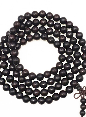 天然黑檀木文玩佛珠手链