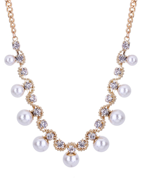 包邮闪爆水钻珍珠夸张配饰装饰韩版韩国饰品短款锁骨链锁骨项链女