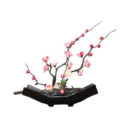 仿真花假花绢花梅花花艺套装客厅茶几电视柜花艺摆设软装饰品