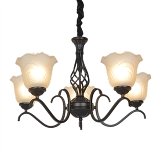 欧式铁艺简约吊灯客厅卧室餐厅美式3 5 6 8头复古田园灯具包邮