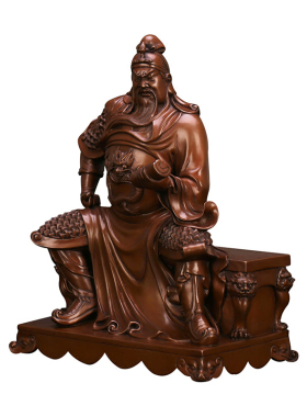 纯紫铜武财神看书关公像