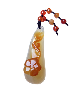 俏色玉髓福瓜吊坠花开富贵项链