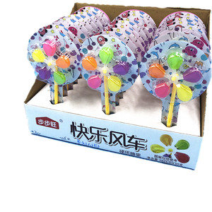一盒30支包邮步步旺风车糖儿童创意造型硬棒棒糖水果味糖果批