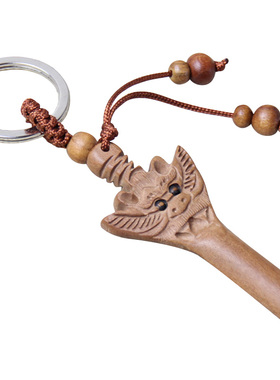 龙头挂件雕刻钥匙扣桃木剑