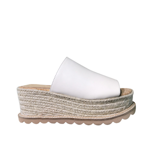 欧洲站真皮草编亚麻拖鞋女夏外穿一字型时尚百搭厚底坡跟防滑凉拖