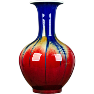 景德镇陶瓷花瓶窑变郎红色简约现代家居客厅装饰插花工艺品摆件