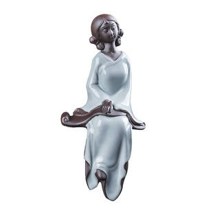 创意陶瓷摆件花宠青瓷官窑侍女舞女流水器装饰品室内DIY造景装饰