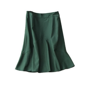 惊艳效果！墨绿色 敲好看 A版鱼尾毛呢半身裙半裙鱼尾裙秋冬新款