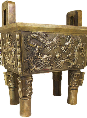 铜香炉四方铜鼎家居摆件店铺开业